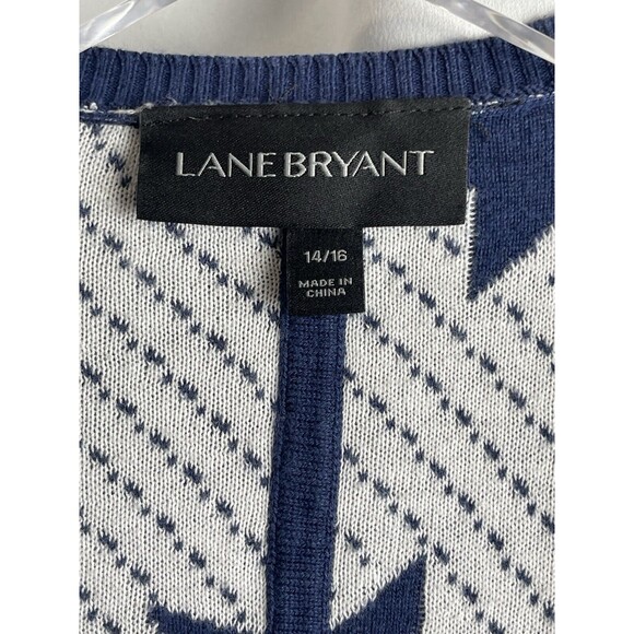 Lane Bryant Blue White Star Pattern Short Sleeve Open Cardigan Sweater Sz 14/16 - Picture 5 of 6